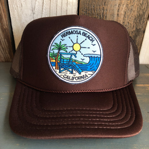Hermosa Beach SHOREFRONT High Crown Trucker Hat - Brown