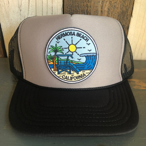 Hermosa Beach SHOREFRONT Trucker Hat - Black/Grey/Black