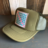 Hermosa Beach OCEAN DRIVE High Crown Trucker Hat - Olive
