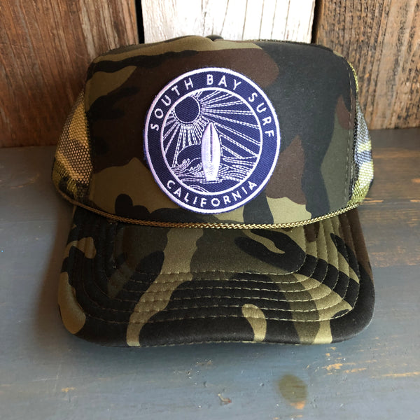 SOUTH BAY SURF (Navy Patch) Trucker Hat - Full Camouflage