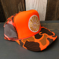 Hermosa Beach CLASSIC LOGO High Crown Trucker Hat - Neon Orange Camo