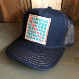 Hermosa Beach OCEAN DRIVE Premium Denim Trucker Hat - Navy/Gold Stitching