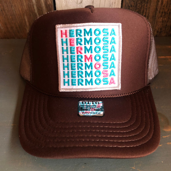 Hermosa Beach OCEAN DRIVE High Crown Trucker Hat - Brown