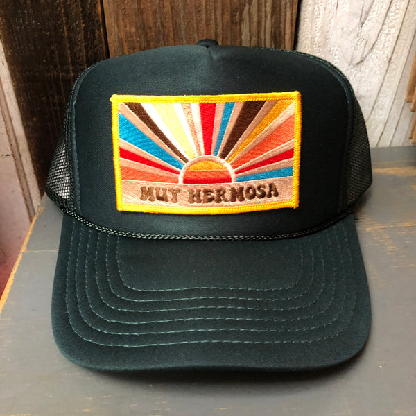 Hermosa Beach MUY HERMOSA High Crown Trucker Hat - Dark Green