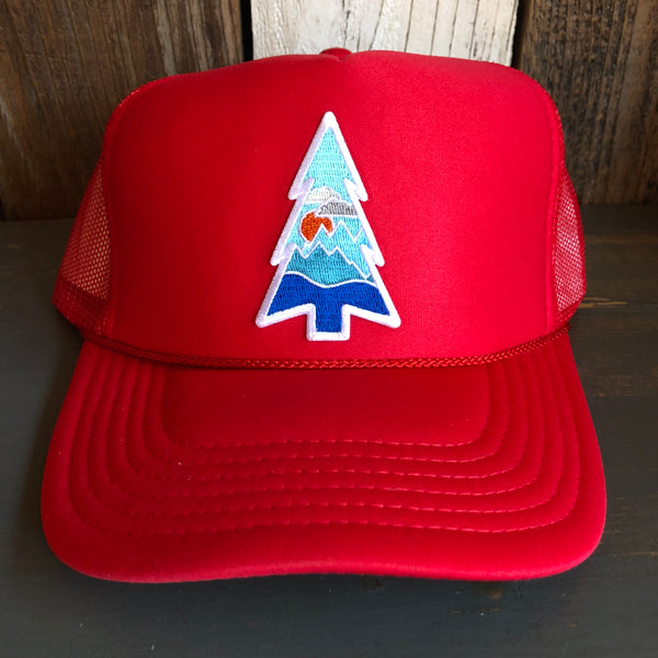 WILDERNESS TREE High Crown Trucker Hat - Red