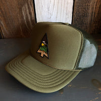 WILDERNESS TREE (Midnight) High Crown Trucker Hat - Olive