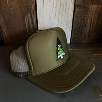 WILDERNESS TREE (Midnight) High Crown Trucker Hat - Olive