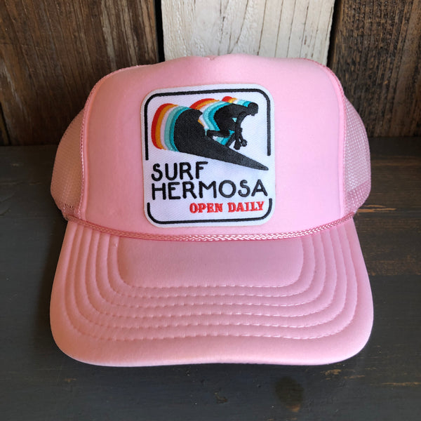 SURF HERMOSA :: OPEN DAILY High Crown Trucker Hat - Pink