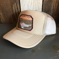 YELLOWSTONE RIVER, Wyoming USA High Crown Trucker Hat (Khaki)