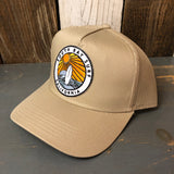 SOUTH BAY SURF (Multi Colored Patch) - 5 Panel Mid Profile Mesh Back Trucker Hat - Khaki