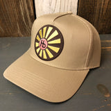 Hermosa Beach SUNBEAMS - 5 Panel Mid Profile Mesh Back Trucker Hat - Khaki