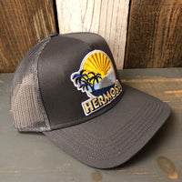 Hermosa Beach FIESTA - 5 Panel Mid Profile Mesh Back Trucker Hat - Charcoal Grey