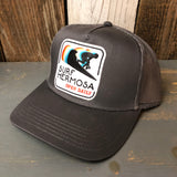 SURF HERMOSA :: OPEN DAILY - 5 Panel Mid Profile Mesh Back Trucker Hat - Charcoal Grey