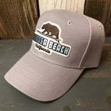 Hermosa Beach SURFING GRIZZLY BEAR 6 Panel Mid Profile Baseball Cap - Grey