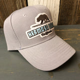 Hermosa Beach SURFING GRIZZLY BEAR 6 Panel Mid Profile Baseball Cap - Grey