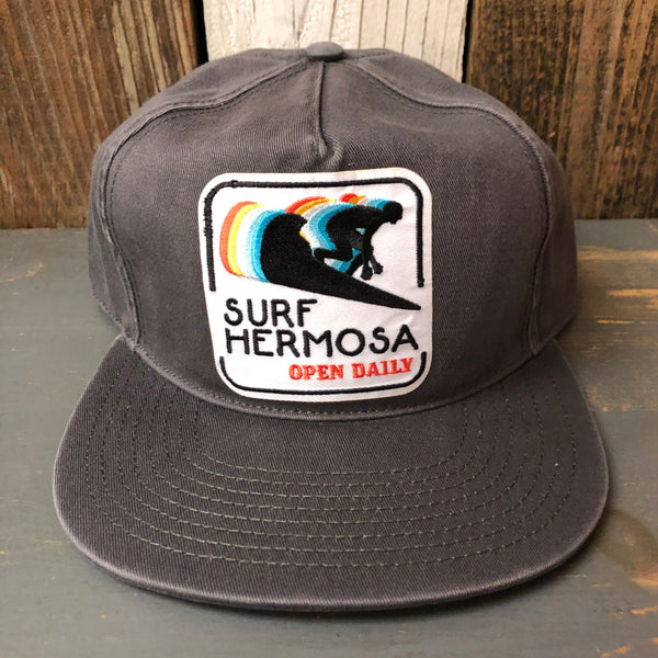 SURF HERMOSA :: OPEN DAILY - 5 Panel Low Profile Style Dad Hat - Charcoal Grey