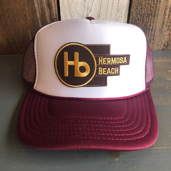 Hermosa Beach THE NEW STYLE Trucker Hat - Maroon/White/Maroon