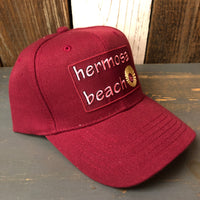Hermosa Beach WELCOME SIGN 6 Panel Mid Profile Baseball Cap - Maroon
