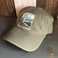 Yellowstone National Park 6 Panel Low Profile Style Dad Hat - Olive Green
