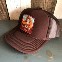 Utah's Arches National Park High Crown Trucker Hat - Brown