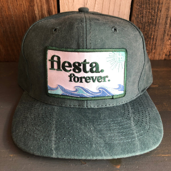 Hermosa Beach FIESTA HERMOSA 6 Panel Mid Profile Baseball Cap - Dark Green