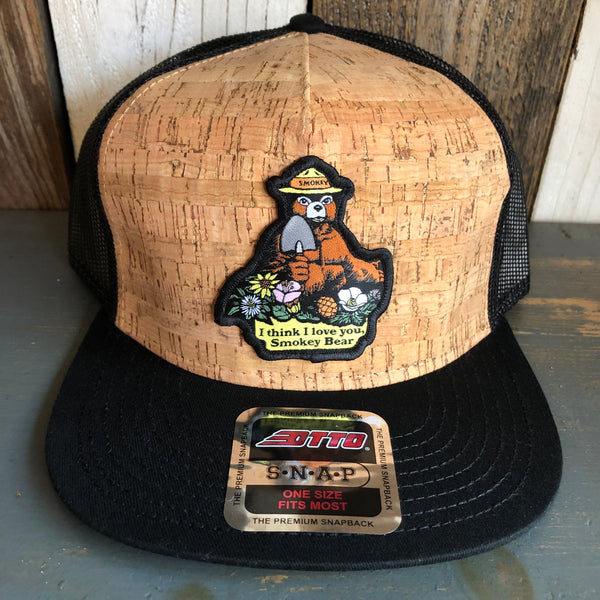 I THINK I LOVE YOU, SMOKEY BEAR Premium Cork Trucker Hat (Black)