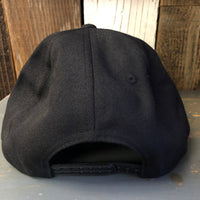 Hermosa Beach SUNBEAMS 6 Panel Wool Blend Flat Bill Hat - Black