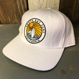 SOUTH BAY SURF (Multi Colored Patch) 6 Panel Wool Blend Flat Bill Hat - White