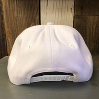 SOUTH BAY SURF (Navy Colored Patch) 6 Panel Wool Blend Flat Bill Hat - White