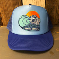 Hermosa Beach TUBULAR High Crown 5 Panel Trucker Cap, Foam/Mesh - Columbia Blue/Royal