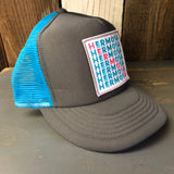 Hermosa Beach OCEAN DRIVE High Crown 5 Panel Trucker Cap, Foam/Mesh - Charcoal/Aqua