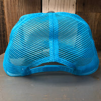 Hermosa Beach OCEAN DRIVE High Crown 5 Panel Trucker Cap, Foam/Mesh - Charcoal/Aqua