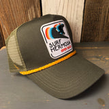 Hermosa Beach SURF HERMOSA :: OPEN DAILY 5 panel Mesh Trucker, Rope cap - Loden/Gold Braid