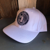 SOUTH BAY SURF (Navy Colored Patch) 6 Panel Wool Blend Flat Bill Hat - White