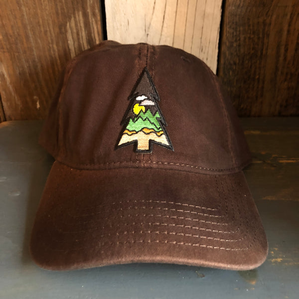 WILDERNESS TREE (Midnight) Vintage Washed Seams Dad Hat - Brown