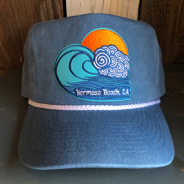 Hermosa Beach TUBULAR 5 panel Stone Washed Canvas 2-Tone - Sky/White Braid