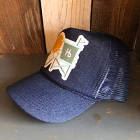 Hermosa Beach LIFEGUARD TOWER 5 panel Denim Mesh Back Cap - Navy