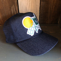 Hermosa Beach LIFEGUARD TOWER 5 panel Denim Mesh Back Cap - Navy