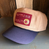 Hermosa Beach WELCOME SIGN 5-Panel Polyester Golf, 2-Tone - Khaki/Navy Braid