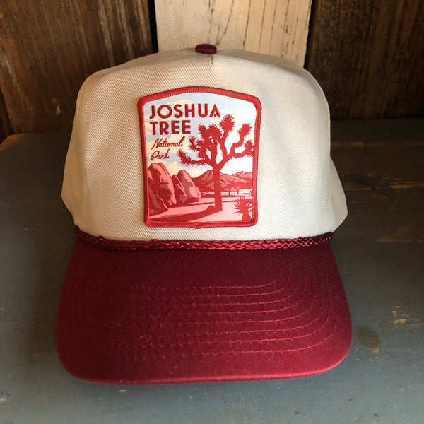 JOSHUA TREE NATIONAL PARK 5-Panel Polyester Golf, 2-Tone - Grey/Maroon Braid