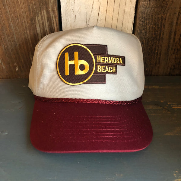 Hermosa Beach THE NEW STYLE 5-Panel Polyester Golf, 2-Tone - Grey/Maroon Braid