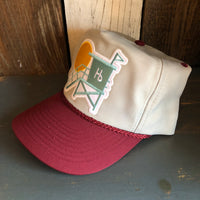 Hermosa Beach LIFEGUARD TOWER 5-Panel Polyester Golf, 2-Tone - Grey/Maroon Braid