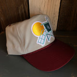 Hermosa Beach LIFEGUARD TOWER 5-Panel Polyester Golf, 2-Tone - Grey/Maroon Braid