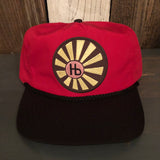 Hermosa Beach SUNBEAMS 5 Panel High Crown Baseball Cap - Black/Red