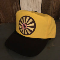 Hermosa Beach SUNBEAMS 5 Panel High Crown Baseball Cap - Black/Yellow