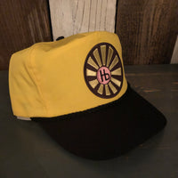 Hermosa Beach SUNBEAMS 5 Panel High Crown Baseball Cap - Black/Yellow