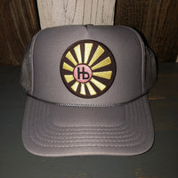 Hermosa Beach SUNBEAMS High Crown Trucker Hat - Grey (Curved Brim)