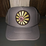 Hermosa Beach SUNBEAMS High Crown Trucker Hat - Grey (Curved Brim)