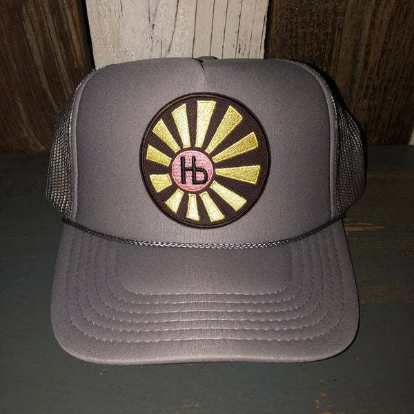 Hermosa Beach SUNBEAMS High Crown Trucker Hat - Grey (Curved Brim)