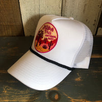 JOSHUA TREE NATIONAL PARK 5 panel Cotton Mesh Trucker, Rope cap - White/Black Braid